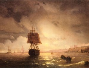 The Harbor At Odessa On The Black Sea — Ivan Konstantinovich Aivazovsky, Romantic Seascapes