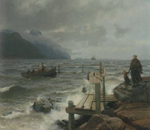 Norwegian Frisk Bris Ved Den Norske Kyst Fresh Breeze Off The Norwegian Coast — Hans Fredrik Gude
