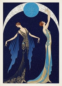 Celestial Crescent And The Twin Figures In Midnight Blue — Valentin Laurent De Courcey