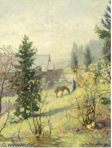A Horse And Carriage In The Dunes — Gerhard Morgenstjerne Munthe, Impressionism