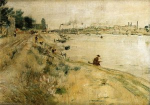 Fisherman On The Bank Of Seine — Jean-françois Raffaelli, Impressionism
