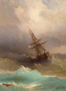 Ship In The Stormy Sea — Ivan Konstantinovich Aivazovsky, Romanticism