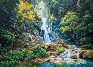 Dynamic Interpenetration Of The Verdant Cascade — Jacques Villedieu, Futurism