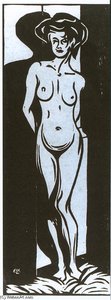 Nudeyoung Woman In Front Of A Oven — Ernst Ludwig Kirchner