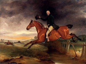Mr George Marriott On His Bay Hunter Taking A Fence — John Ferneley, Snr