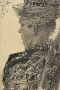 Young Lady Wearing A Hat — Adolph Von Menzel