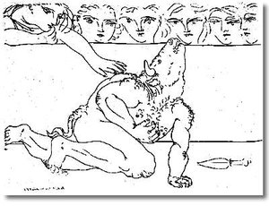 El Minotauro Muriendo — Pablo Picasso, Surrealist Expressionism