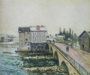 The Pont At Moret In Winter — Alfred Sisley