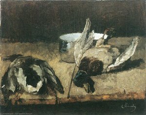 Two Wild Ducks With Enamel Pot — Carl Eduard Schuch