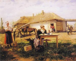 Teacher Visiting A Village — Wladimir Jegorowitsch Makowski