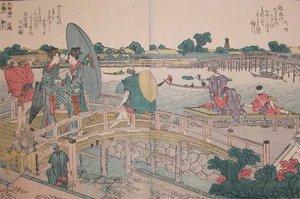 Net Fishing At Ohashi Bridge — Katsushika Hokusai