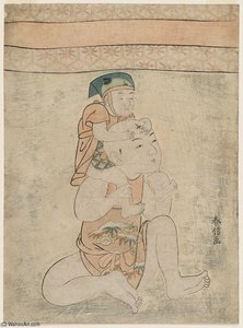 Dolls Of Boys Playing Piggyback — Suzuki Harunobu
