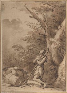 The Prodigal Son Kneeling Repentant Among Swine — Salvator Rosa, Baroque