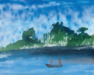 Rimbaud and his brother in a boat as boys