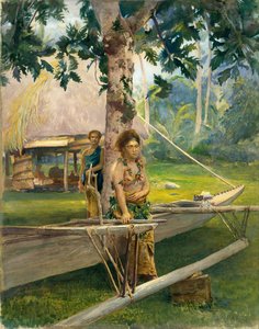 Portrait Of Faase, The Taupo, Or Official Virgin, Of Fagaloa Bay, And Her Duenna, Samoa — John La Farge