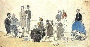 On The Beach — Eugène Louis Boudin, Impressionism