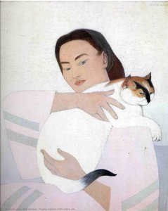 Young Woman With White Cat — Will Barnet