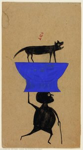 Untitled [Man Carrying Dog on Object]