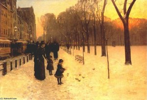 Boston Common At Twilight — Фредерик Хассам, Impressionism