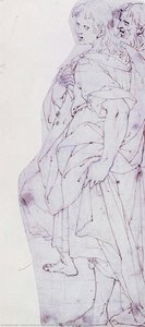 Left profile of a male figure, with cloth arranged in soft folds