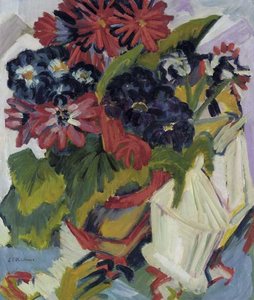 Flower Pot And Sugar Bowl, Flowers — Ernst Ludwig Kirchner, Expressionism