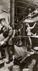 Sorting Mail (study For Unexecuted Post Office Mural) — Thomas Hart Benton