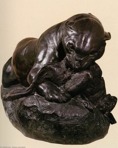 Jaguar Devouring A Hare — Antoine-louis Barye, Romanticism