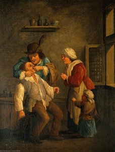 A Toothdrawer Operating On A Man, With A Woman And Child Looking On — Andries Both