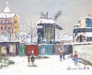 Le Moulin De La Galette In The Snow, Montmartre — Maurice Utrillo