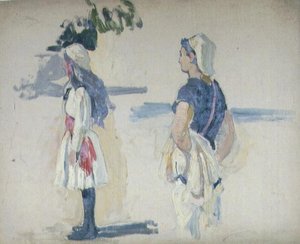 Hommage De La Jeunesse De La France A La Statue De Jules Ferry Jeunes Gens Vus De Dos, Et De Profil, En Costume Tunisien — William Laparra