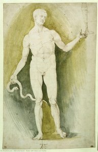 Nude With Glass And Snake — Albrecht Dürer, Northern Renaissance