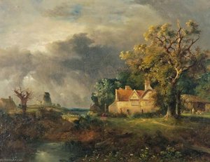 Landscape With A Farmhouse And A Mill — William Henry Crome