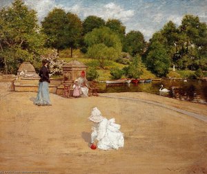 A Bit Of The Terrace (aka Early Morning Stroll) — William Merritt Chase, American Impressionism