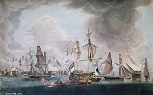 The Defeat Of The Combined Forces Of France And Spain At The Battle Of Trafalgar — Robert Dodd