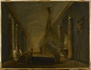 La Grande Galería Del Louvre En Curso De Restauración Vers 1798, 1799 — Hubert Robert, Romanticism