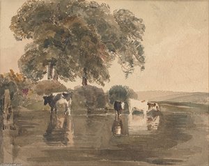 Cows In A Pool — Peter De Wint