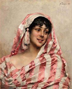 Laughing Model With A Cloth — Albert Edelfelt