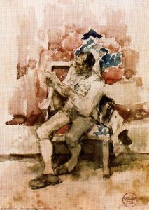 Hombre Sentado Leyendo Una Hoja — José Villegas Cordero