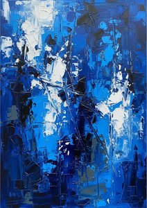 Fragmented Ultramarine: A Monumental Study Of Luminous Chaos And Structural Collapse — Christian Noiret, Contemporary Abstract