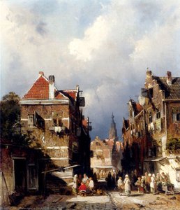 A Dutch Street Scene — Charles Henri Joseph Leickert