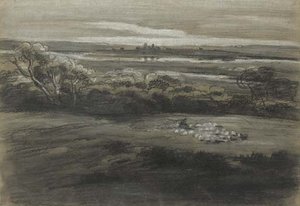A Shepherd And Sheep In A Wooded Landscape