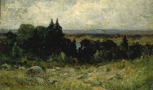Untitled (landscape, Fields With Rocks And Trees), (painting) — Edward Mitchell Bannister