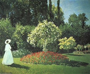 Jeanne-marguerite Lecadre En El Jardín, Óleo Sobre — Claude Monet, Impresionismo
