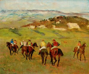 Jockeys on Horseback before Distant Hills