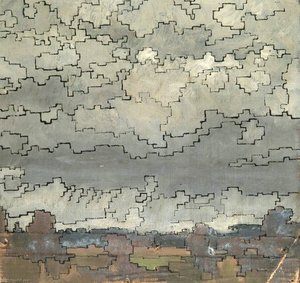 Landscape And Patterned Sky — Sidney Herbert Sime