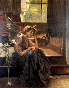 “mädchen Auf Der Treppe” (sitzender Engel) — Fritz Von Uhde