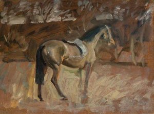A Bay Horse In A Landscape - — Sir Alfred James Munnings
