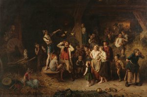 The Magician In The Barn — Ludwig Knaus, Genre Painting