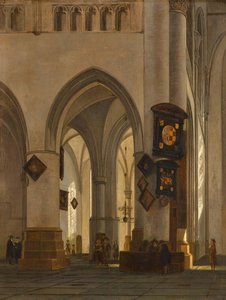 Interior Of St Bavo Cathedral, Haarlem, With Figures Conversing — Gerrit Adriaenszoon Berckheyde