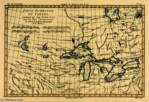 Western Canada, Including The Five Great Lakes, From 'atlas De Toutes Les Parties Connues Du Globe T — Rigobert Bonne (charles Marie Rigobert Bonne), Cartography